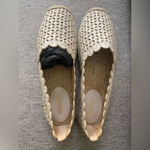 MICHAEL Michael Kors “Alexis” Perforated Logo Espadrille 7.5M in Ecru